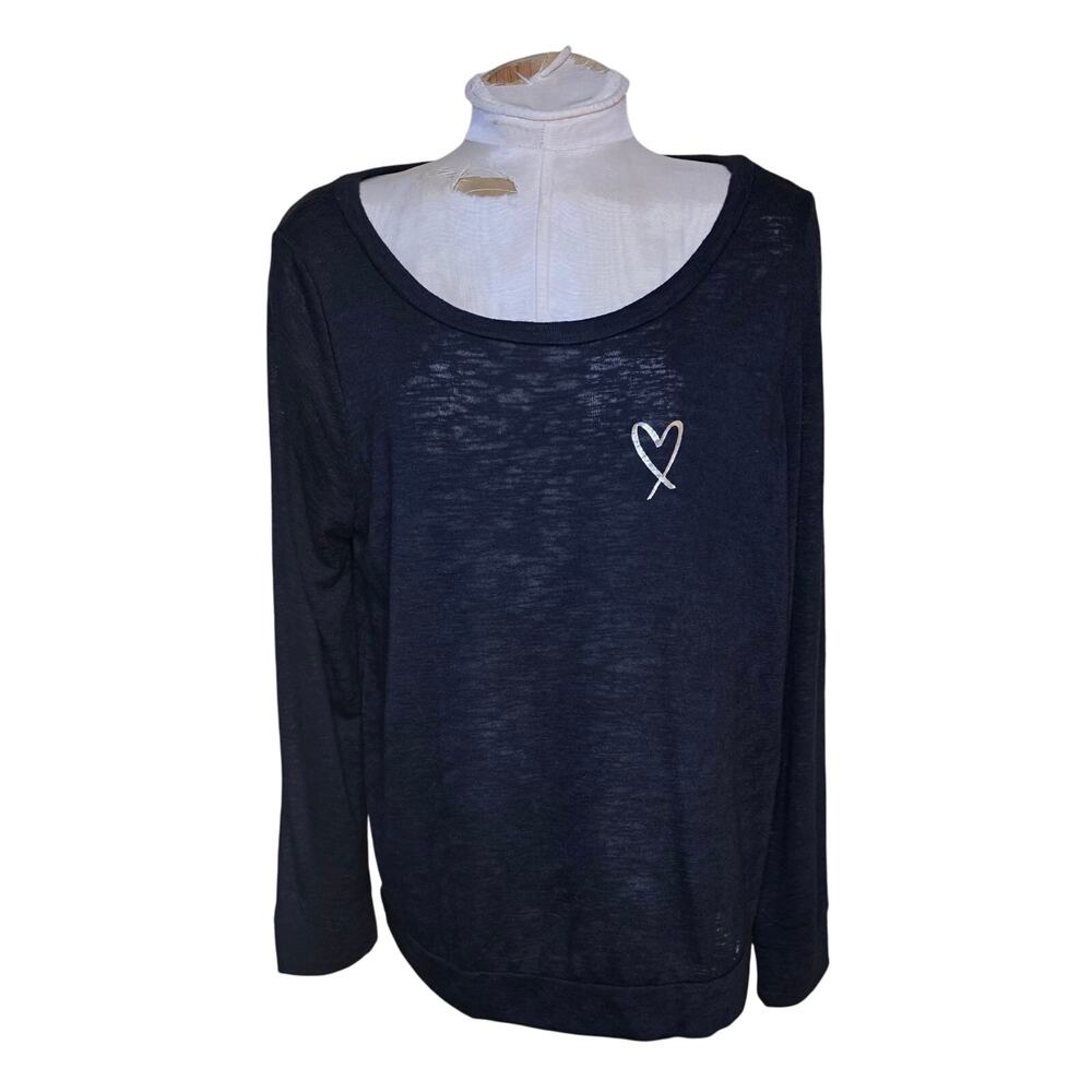 Victoria's Secret Black Knit Casual Heart Top L NWOT